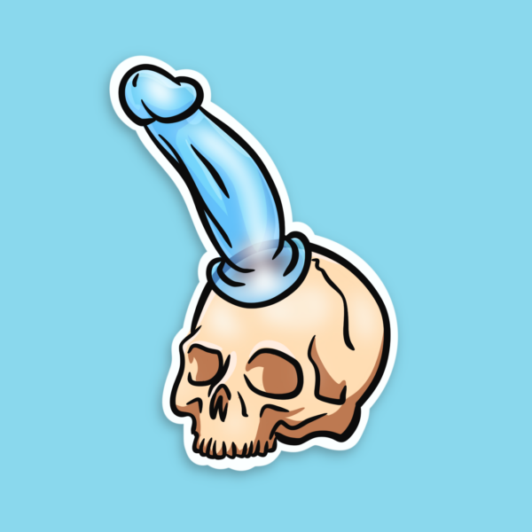 Skull & Rubber Sticker, Baby Blue