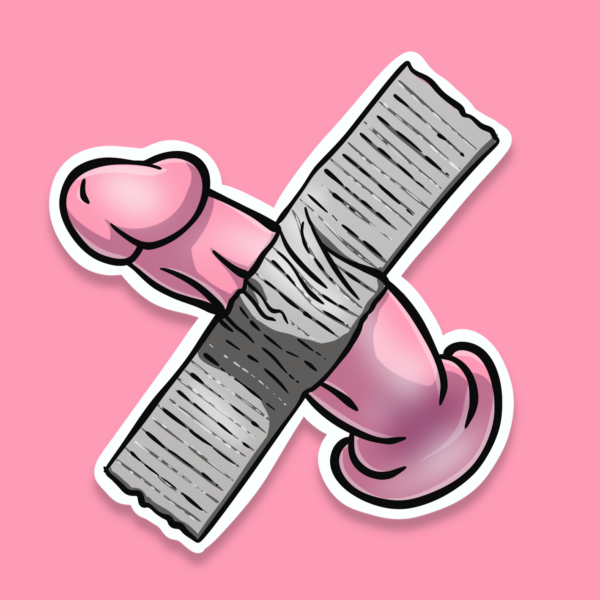 Taped Dildo Sticker, Pink